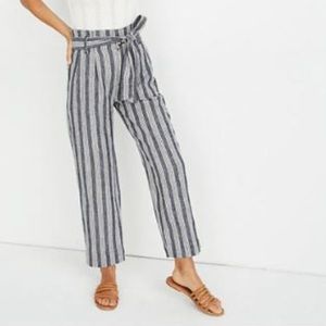 Madewell Paperbag Pants Deep Indigo White Stripes